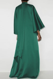 Green Elegant Solid Patchwork Half A Turtleneck Long Dress Dresses