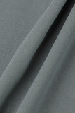 Grey Casual Print Patchwork Contrast Zipper Zipper Collar Skinny Jumpsuits