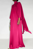 Purple Elegant Solid Patchwork Half A Turtleneck Long Dress Dresses