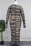Black Celebrities Color Block Patchwork See-through O Neck Long Dress Plus Size Dresses