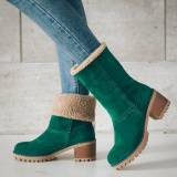 Green Casual Patchwork Solid Color Round Keep Warm Comfortable Shoes (Heel Height 1.97in)