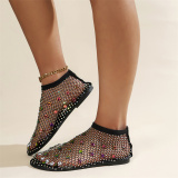 Colour Casual Hollowed Out Patchwork Rhinestone Round Comfortable Out Door Flats Shoes