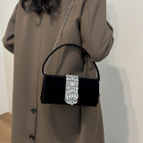 Khaki Celebrities Elegant Solid Chains Rhinestone Bags