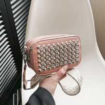 Pink Casual Street Solid Rivets Zipper Bags