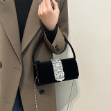 Khaki Celebrities Elegant Solid Chains Rhinestone Bags