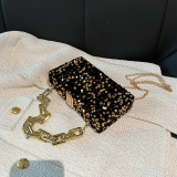 Red Daily Vintage Solid Sequins Chains Bags
