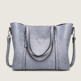 Grey Vintage Simplicity Solid Pocket Zipper Bags