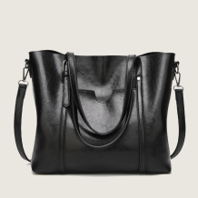 Black Vintage Simplicity Solid Pocket Zipper Bags