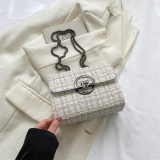 White Black Celebrities Elegant Plaid Metal Accessories Decoration Contrast Weave Bags