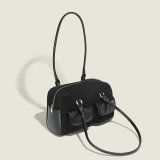 Black Casual Vintage Solid Pocket Zipper Bags