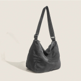 Black Casual Simplicity Solid Fold Zipper Bags