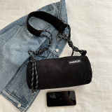 Black Casual Simplicity Solid Zipper Bags