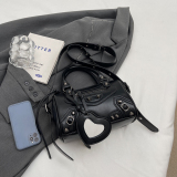Silver Vintage Solid Rivets Zipper Bags