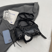 Black Vintage Solid Rivets Zipper Bags