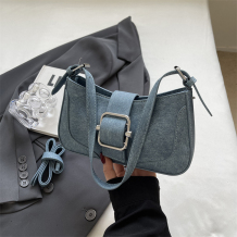 Deep Blue Casual Simplicity Solid Metal Accessories Decoration Zipper Bags
