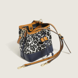 Brown Vintage Leopard Patchwork Draw String Bags