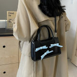 Blue Black Sweet Simplicity Solid With Bow Contrast Bags
