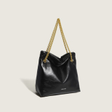 Black Casual Simplicity Solid Chains Bags
