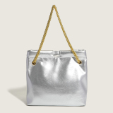 White Casual Simplicity Solid Chains Bags