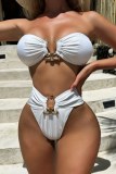 Blue Sexy Solid Backless Swimwears (With Paddings)