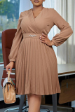 Malachite Green Elegant Solid Patchwork Pleated A Line Dresses