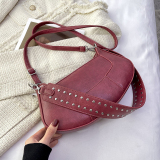 Black Vintage Simplicity Solid Rivets Bags