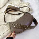 Black Vintage Simplicity Solid Rivets Bags