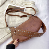Black Vintage Simplicity Solid Rivets Bags