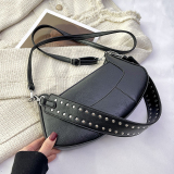 Black Vintage Simplicity Solid Rivets Bags