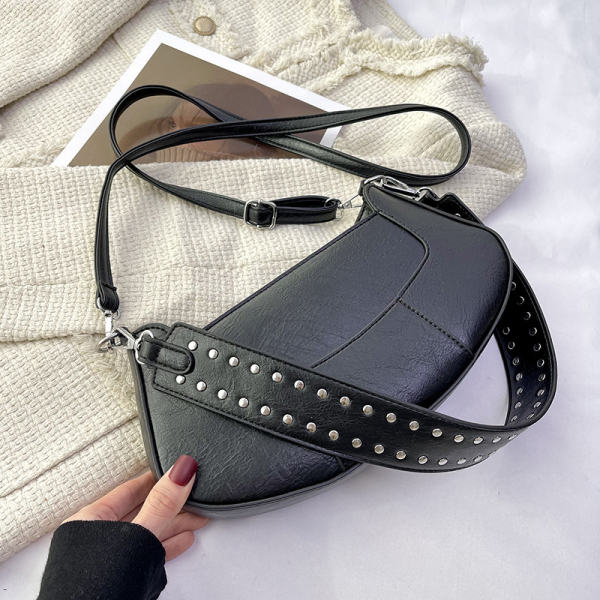 Black Vintage Simplicity Solid Rivets Bags