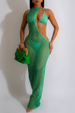 Black Sexy Solid Hollowed Out Backless Asymmetrical O Neck Beach Dresses ( Only Dresses)