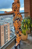 Multicolor Casual Print Patchwork V Neck Skinny Jumpsuits