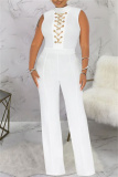Black Casual Solid Patchwork Chains Half A Turtleneck Skinny Jumpsuits