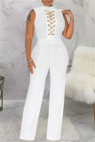Black Casual Solid Patchwork Chains Half A Turtleneck Skinny Jumpsuits