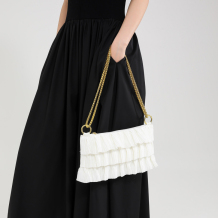 White Sweet Daily Solid Patchwork Fold Zipper Bags
