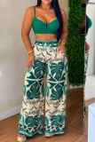 Green Sexy Casual Print Backless Skinny High Waist Conventional Full Print Bottoms