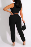 Green Sexy Casual Solid Metal Accessories Decoration Vests Pants Sleeveless Two Pieces