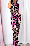 Light Yellow Casual Geometric Print Contrast O Neck Short Sleeve Two Pieces