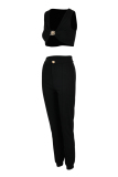 Green Sexy Casual Solid Metal Accessories Decoration Vests Pants Sleeveless Two Pieces