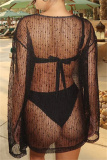White Sexy Solid See-through Swimwears Cover Up