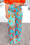 Green Casual Print Patchwork Loose High Waist Wide Leg Full Print Bottoms