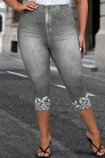 Grey Street Print Patchwork Plus Size 