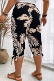 Apricot Casual Print Bandage Patchwork Plus Size