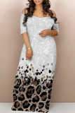 Green Casual Gradient Geometric Print Contrast Off the Shoulder Printed Dresses