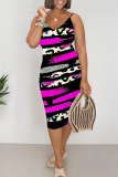 Black Casual Geometric Print Leopard V Neck Printed Dresses