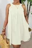 Pink Casual Solid Pocket O Neck Sleeveless Dresses