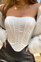 White Sexy Backless Strapless Tops