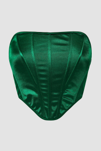 Ink Green Sexy Backless Strapless Tops