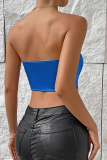 Black Sexy Backless Strapless Tops