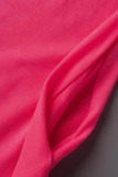 Rose Red Casual Solid Basic O Neck Short Sleeve Short Sleeve Dress